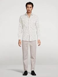Tailored-Fit Long-Sleeve Shirt Floral Print