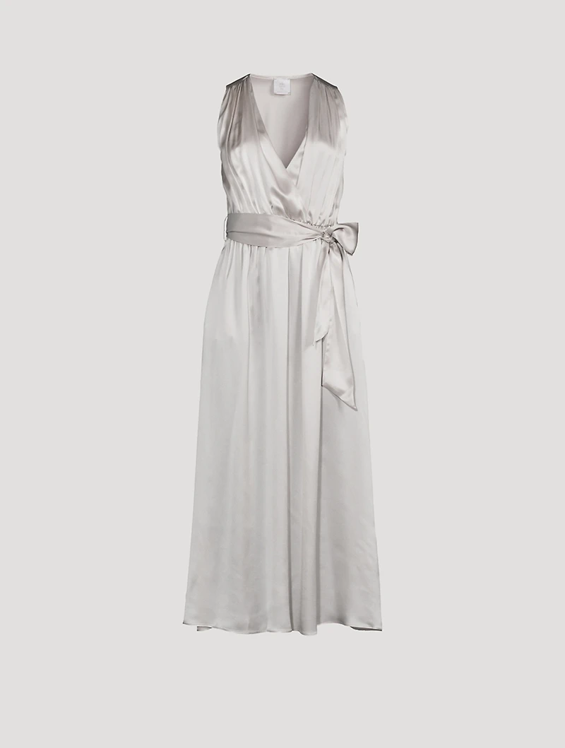 Belted Silk Midi Dress