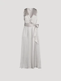 Belted Silk Midi Dress