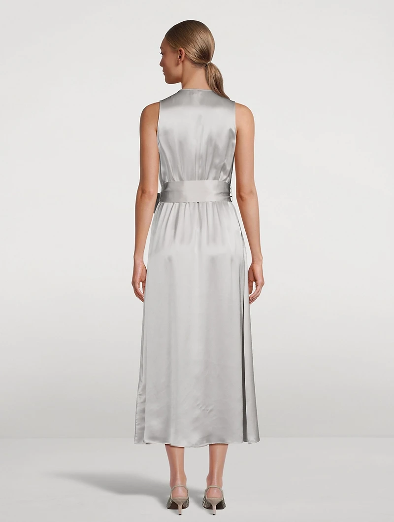 Belted Silk Midi Dress