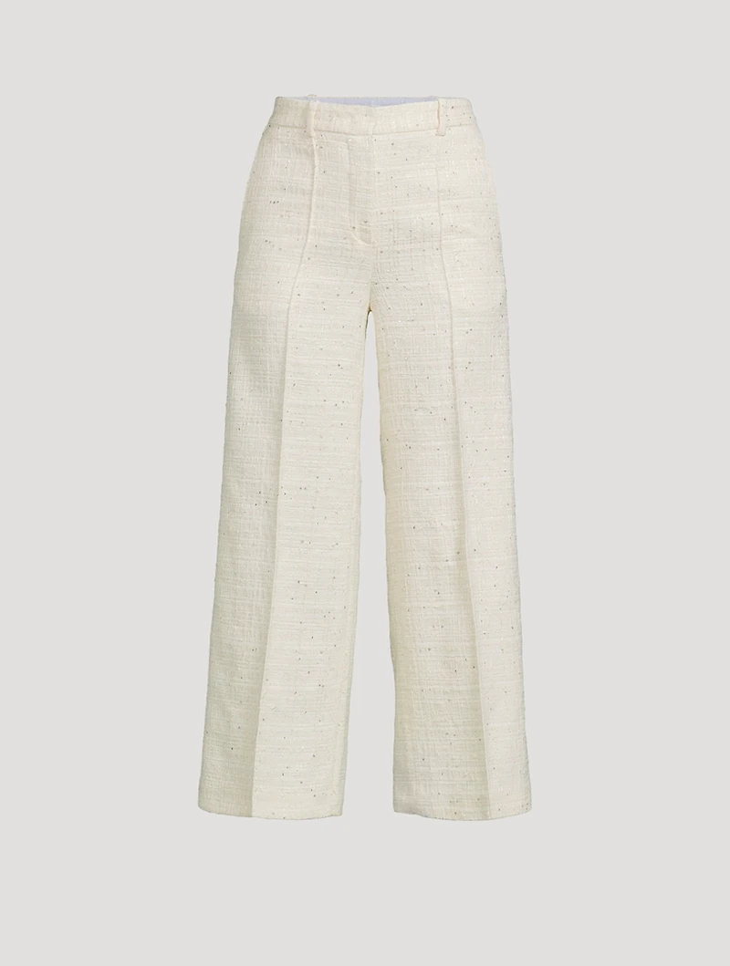 Sequin Straight-Leg Pants