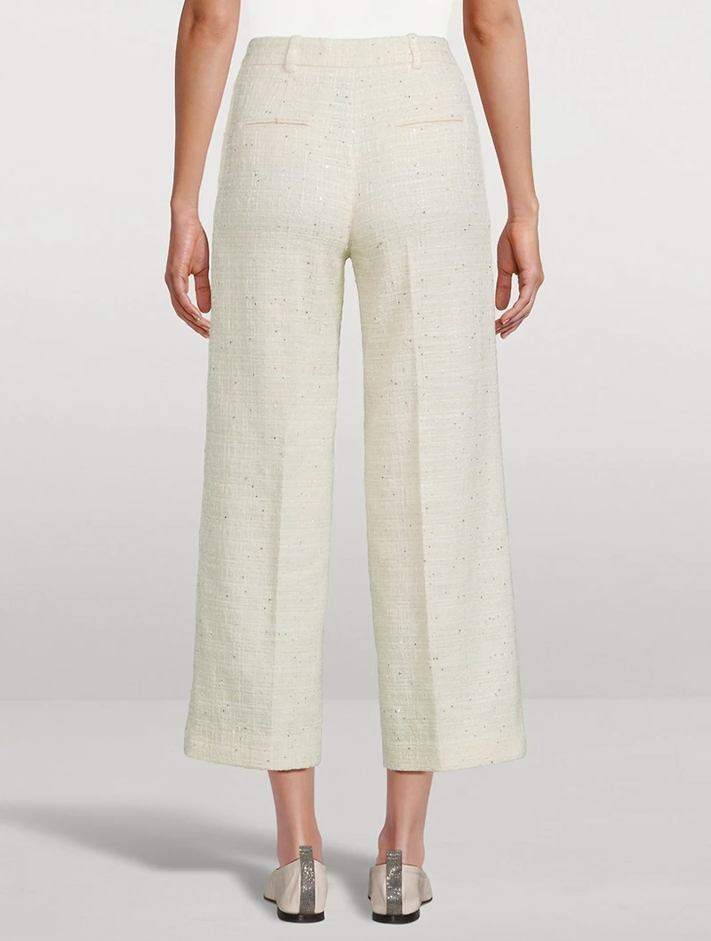 Sequin Straight-Leg Pants