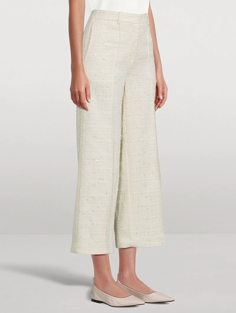 Sequin Straight-Leg Pants