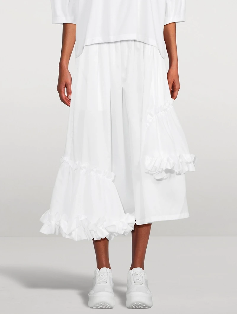 Ruffled Taffeta Midi Skirt