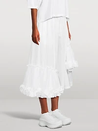Ruffled Taffeta Midi Skirt