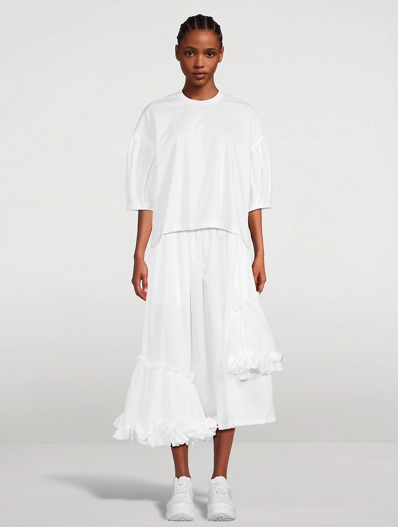 Ruffled Taffeta Midi Skirt