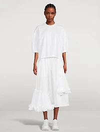 Ruffled Taffeta Midi Skirt