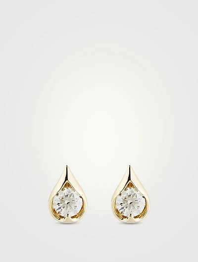 LU 18K Gold Droplet Diamond Stud Earrings