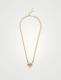 Pearl-Set Heart Pendant Necklace