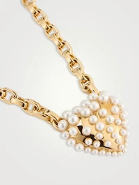 Pearl-Set Heart Pendant Necklace