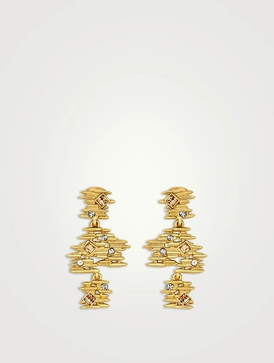 Scramble Lines With Crystal Drop Clip-On Earrings