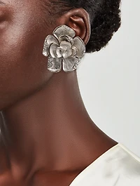 Large Rose Clip-On Earrings