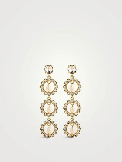 Crystal Disc Triple Drop Earrings