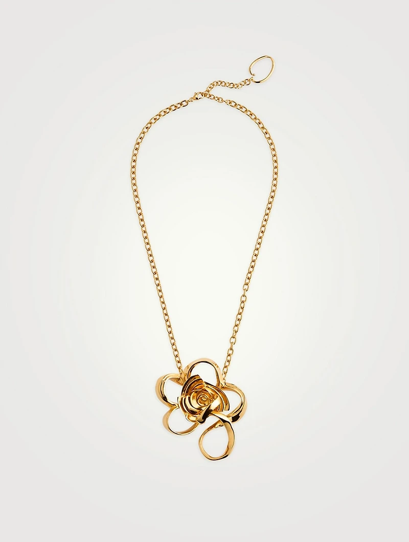 Geometric Rose Pendant Necklace