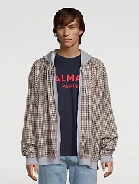 Micro Tartan Faux-Layered Zip Hoodie
