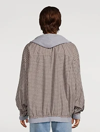 Micro Tartan Faux-Layered Zip Hoodie