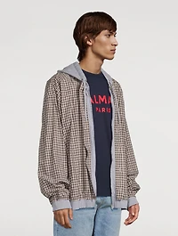 Micro Tartan Faux-Layered Zip Hoodie