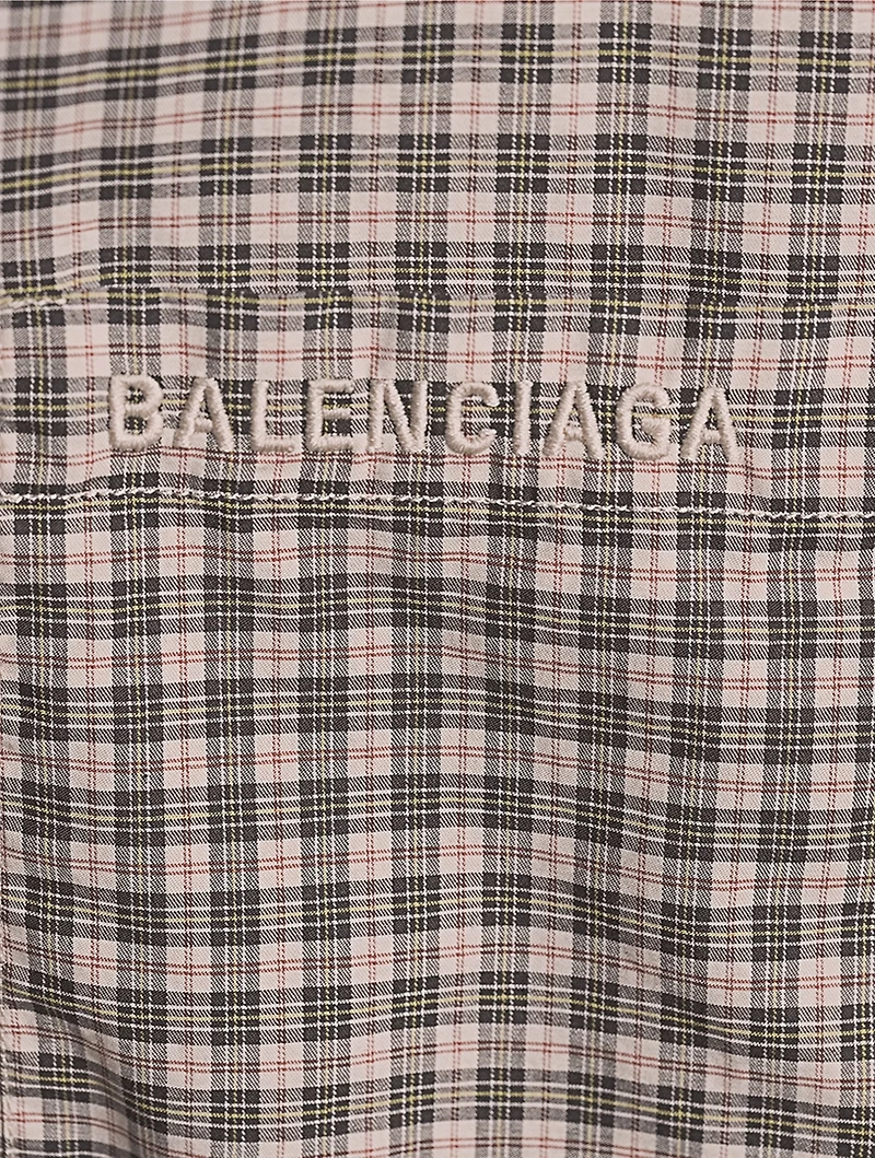 Micro Tartan Faux-Layered Zip Hoodie