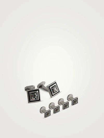 Mother-Of-Pearl Shirt Studs And Cufflinks Set