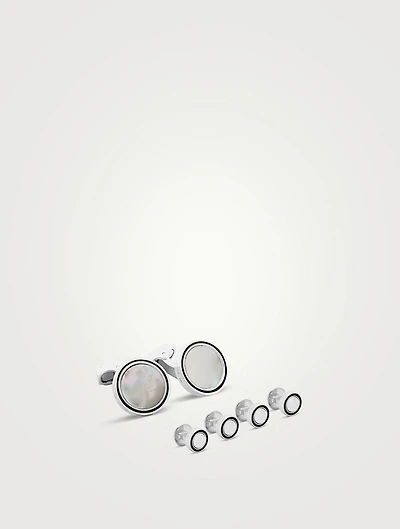Mother-Of-Pearl Shirt Studs And Cufflinks Set