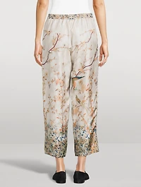 ALOE Silk Trousers Branch Print