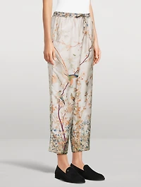 ALOE Silk Trousers Branch Print