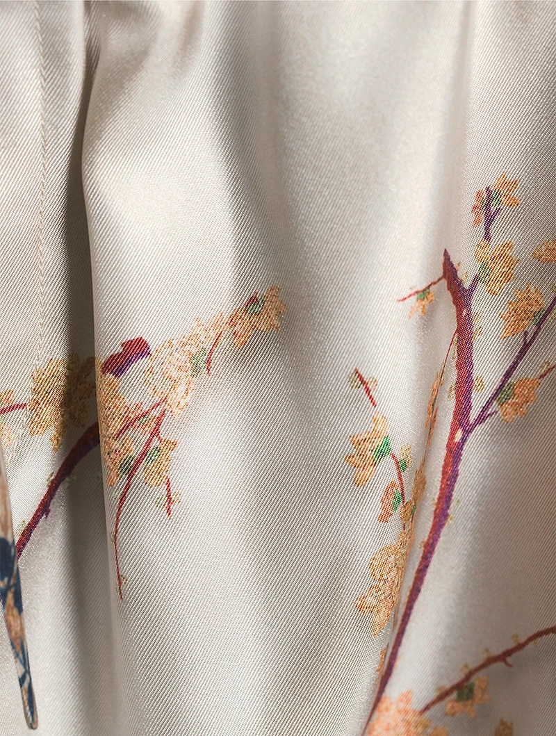 ALOE Silk Trousers Branch Print