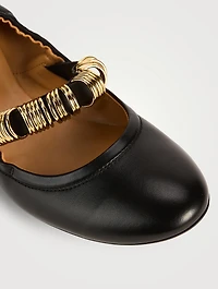 Ring-Embellished Leather Ballerinas