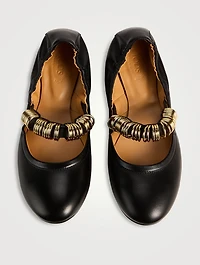 Ring-Embellished Leather Ballerinas