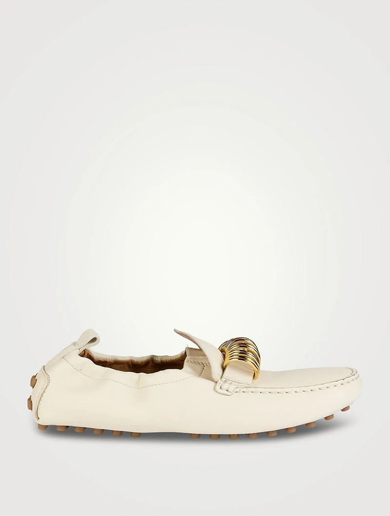 Gommino Ring-Embellished Leather Driving Shoes
