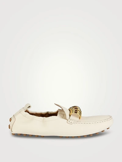 Gommino Ring-Embellished Leather Driving Shoes