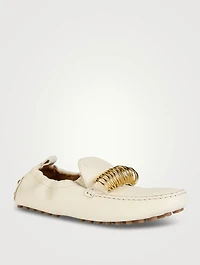 Gommino Ring-Embellished Leather Driving Shoes