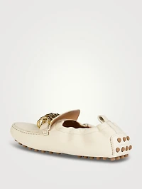 Gommino Ring-Embellished Leather Driving Shoes
