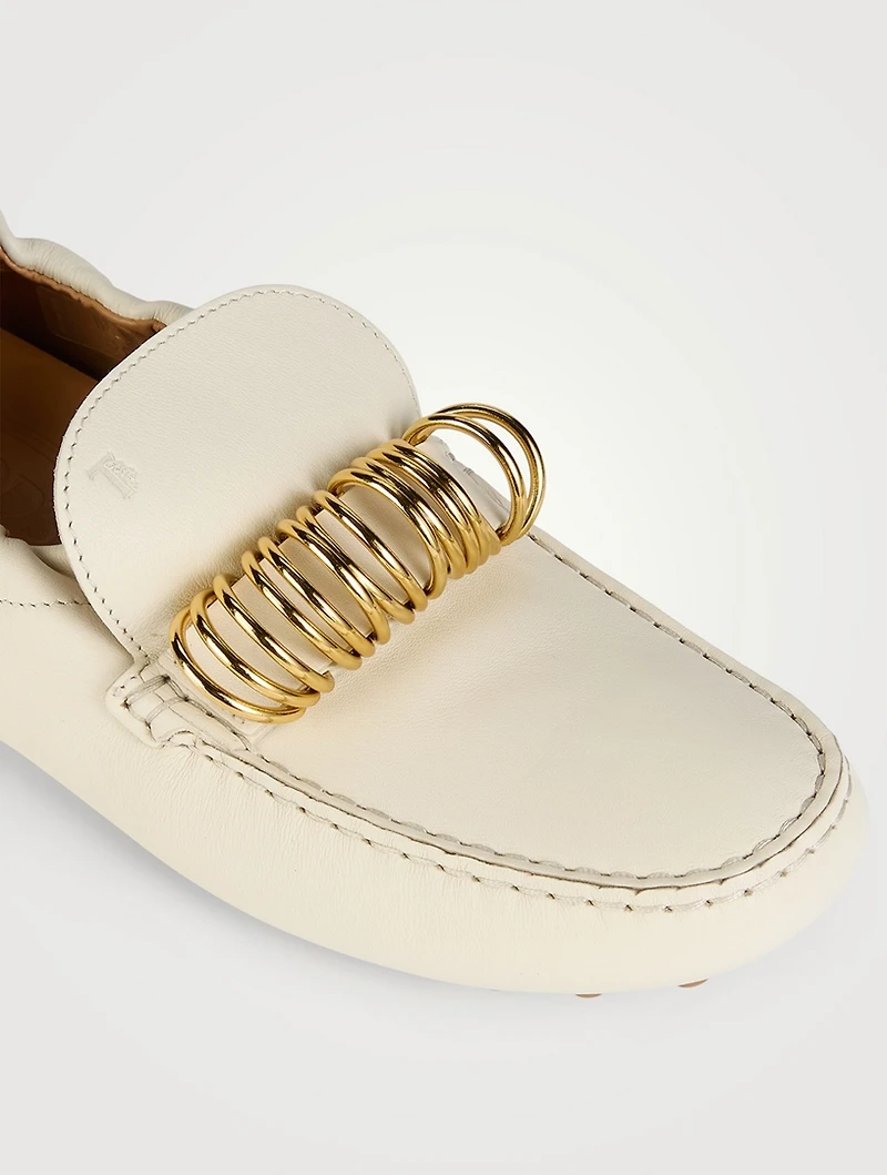 Gommino Ring-Embellished Leather Driving Shoes