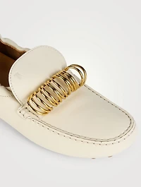 Gommino Ring-Embellished Leather Driving Shoes