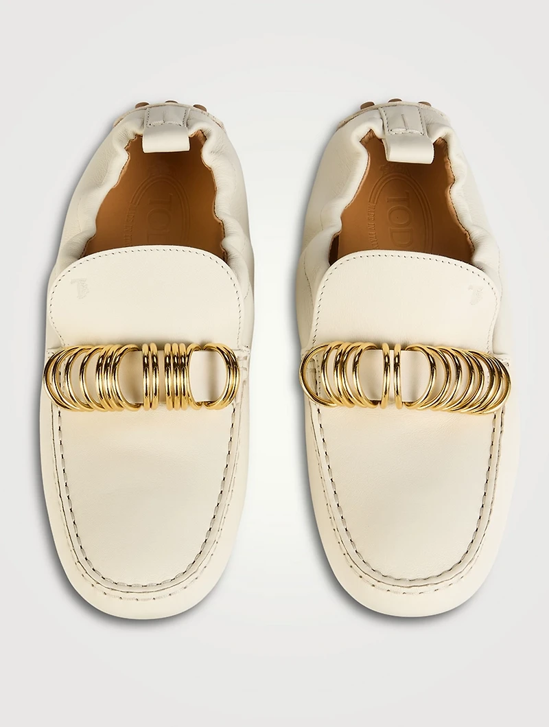 Gommino Ring-Embellished Leather Driving Shoes