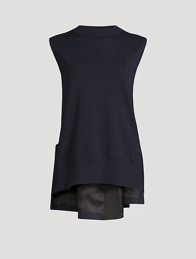 Mixed-Media Sleeveless Top