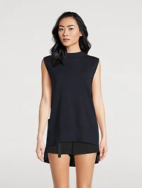 Mixed-Media Sleeveless Top
