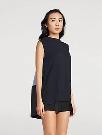 Mixed-Media Sleeveless Top