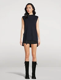 Mixed-Media Sleeveless Top