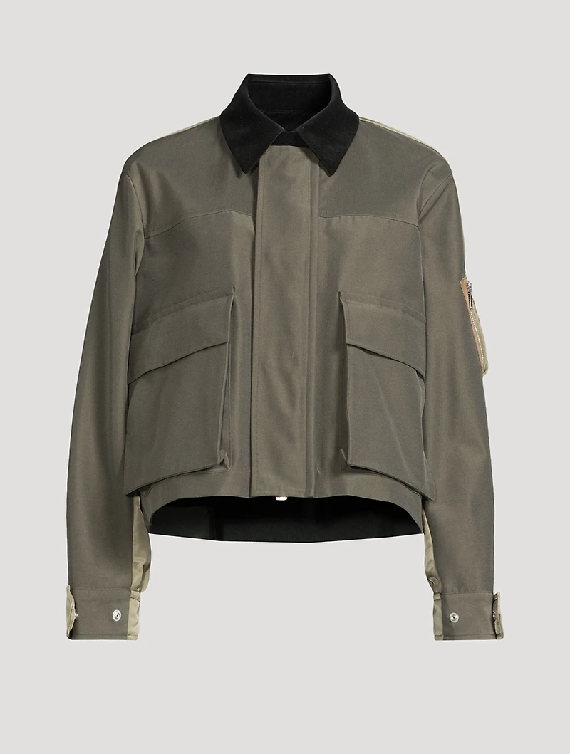 Mixed-Media Cropped Jacket