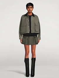 Mixed-Media Cropped Jacket