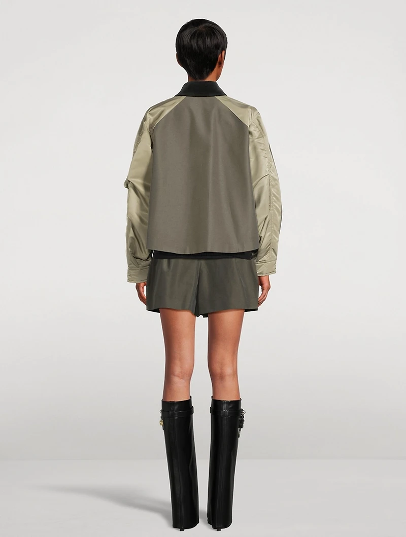 Mixed-Media Cropped Jacket