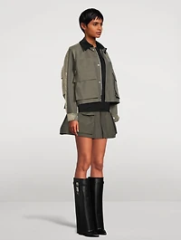 Mixed-Media Cropped Jacket