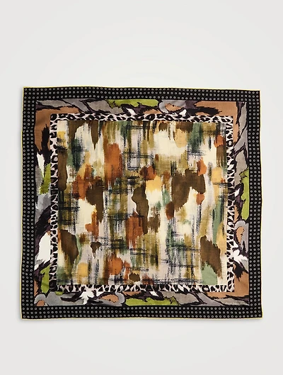Silk Scarf In Animal And Camo Print