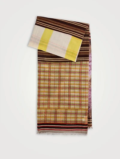 Cotton And Silk Scarf In Plaid Picture Print
