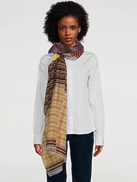Cotton And Silk Scarf In Plaid Picture Print