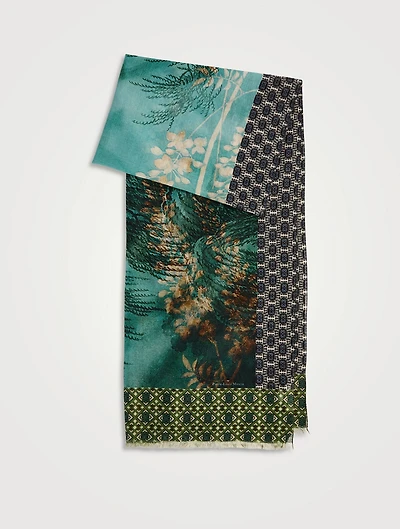 Cotton And Silk Scarf In Geometric Print