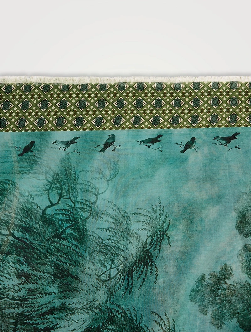 Cotton And Silk Scarf In Geometric Print