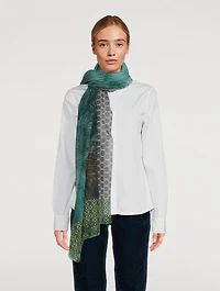 Cotton And Silk Scarf In Geometric Print
